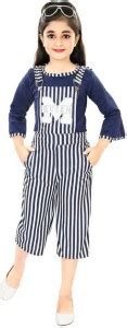 Fariha Fashions Dungaree For Girls Casual Striped Cotton Blend Price in ...