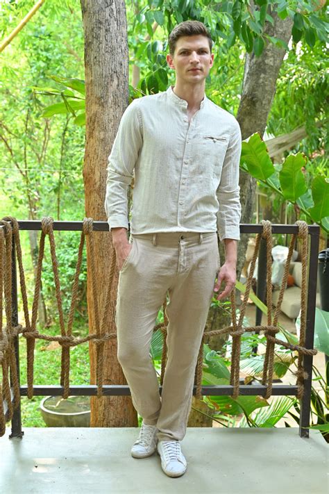 Dax - Dobby Striped Shirt - Beige – POE.NET