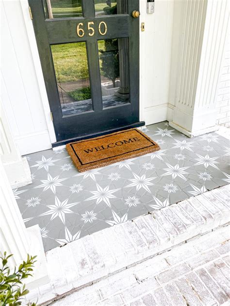 Stencil Painted Porch Floor Makeover - Bless'er House | Painted porch ...