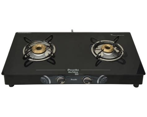 Click to see full view Preethi Blu Flame Gleam Glass Top 2-Burner ...