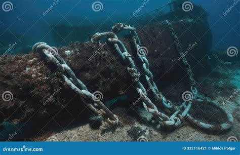 A Rusty Anchor Chain Lies on the Seabed of a Shipwreck Stock Image - Image of oceanography ...