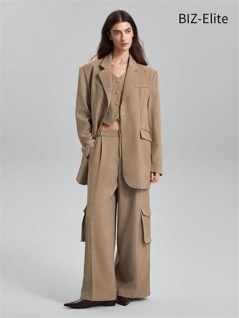 SHEIN BIZwear Blazer De Mujer De Un Solo Pecho De Solapa Con Collar ...