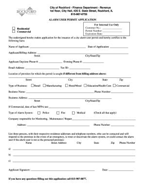 Alarm User Permit Appl - Welcome To The City Of Rockford - Fill and ...