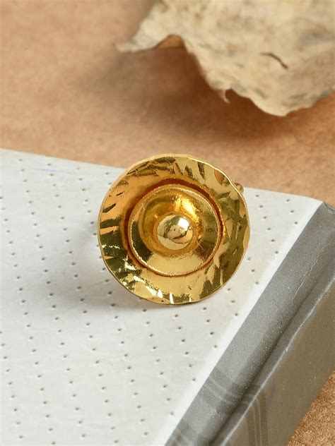 Buy Gold Plated Hammered Statement Finger Ring for Women Online at ...
