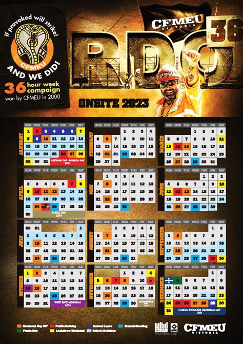 Cfmeu Rdo Calendar 2025 Vic Printable | Calendar Printable