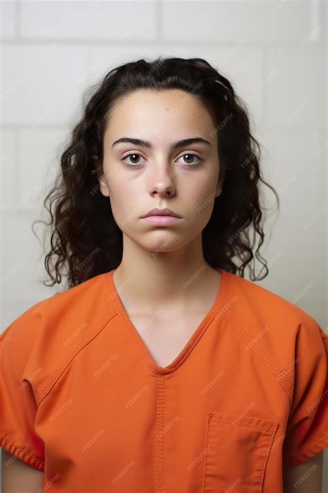 Premium Photo | Prison mugshot of young woman in orange jumpsuit