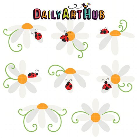 Daisies and Ladybugs Clip Art Set – Daily Art Hub // Graphics ...