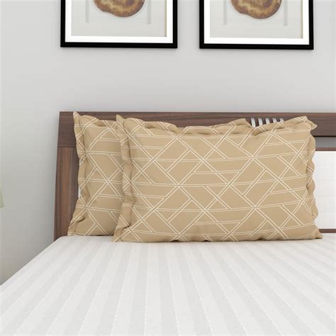 Buy Marshmallow Beige Printed Cotton Pillow Covers - 45x70cm - Set of 2 ...