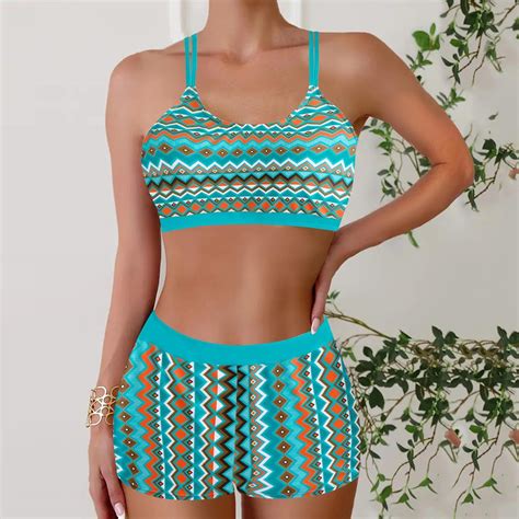 Sakmal Two Piece Sets Swimsuits for Women High Waisted Green Tankinis ...
