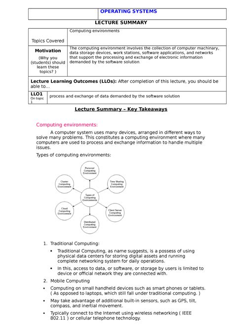 Computing environments - Lecture Learning Outcomes (LLOs): After ...