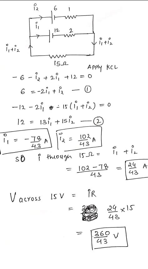Two cells of e.m.f 6v and 12 v and internal resistance’s 1 ohm and 2 ...