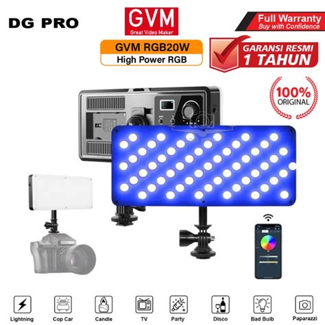 Jual GVM RGB20W High Power RGB On-camera LED Video Light with Bi-Color ...