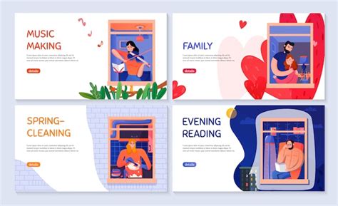 Voisins lors de diverses occupations dans les fenêtres de la maison ...