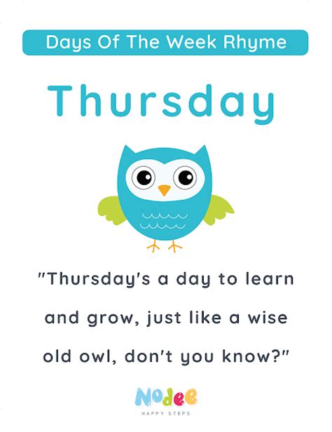 Days of the Week for Kids Thursday Rhyme for Kids - with a wise owl ...