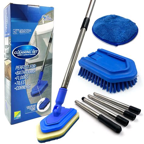 Bathroom Tile Cleaner Shower Cleaning Brush Multi Section Long Handled ...