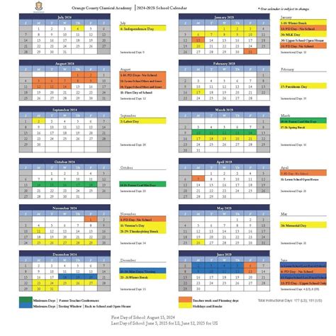 2024-2025 School Calendar and Bell Schedule — Orange County Classical ...