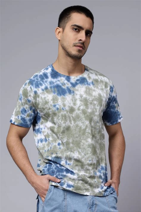 Men Blue and Grey Tie Dye Half Sleeve Tee Shirt – Peplos Jeans