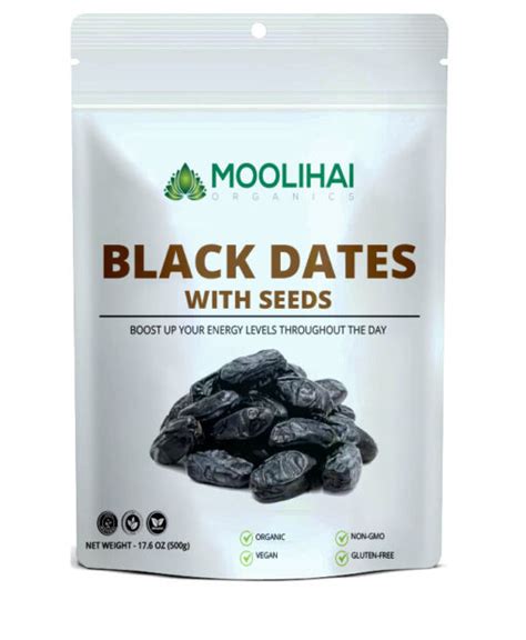 Black Dates With Seeds - 500 gm - Moolihai India