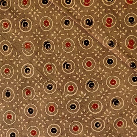 Pure Cotton Persian Sandy Brown With Maroon Circles Tiles Hand Block P ...