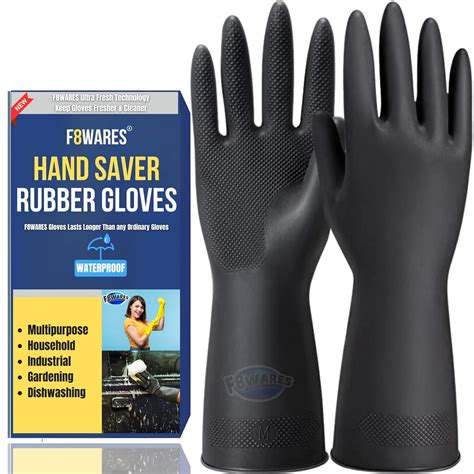 F8WARES Black Hand Gloves - Rubber gloves for cleaning - Gloves for ...