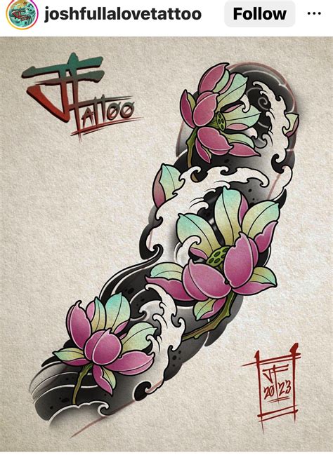 Japanese Lotus Flower Tattoo Design