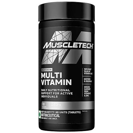 MuscleTech Platinum Multivitamin,Vitamin C for Immune Support,18 ...