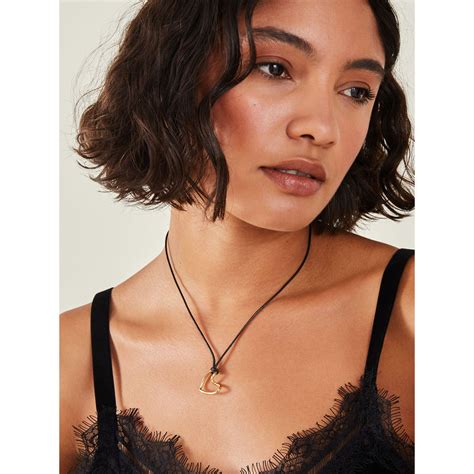 Buy Accessorize London Women 14k Real Gold Plated Heart Cord Necklace ...