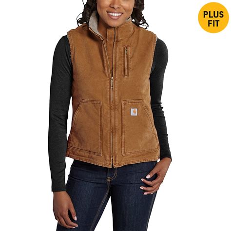 Women's Sandstone Mock-Neck Vest/Sherpa-Lined WV001 | Carhartt