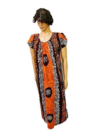 Buy Cotton Nighty BATIQUE Print by GLIMPS Collection Orange at Amazon.in