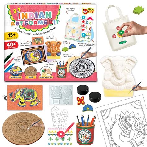 Little Berry Indian Art Forms Kits – 3 in 1 Indian Art Forms Kit ...