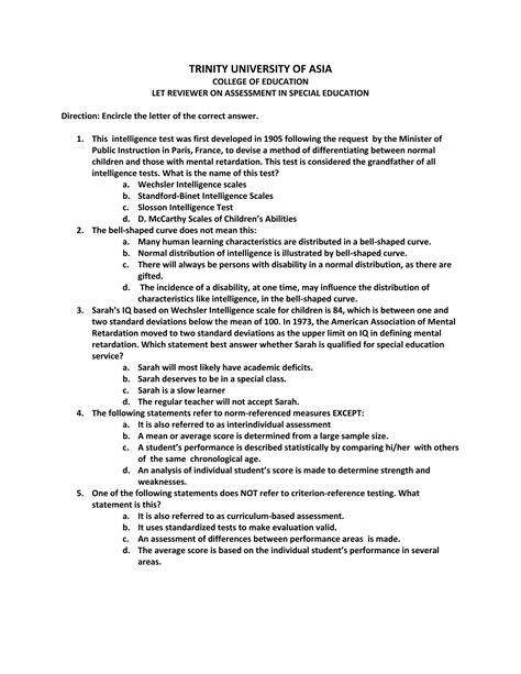 Sped let reviewer (assessment) | DOCX