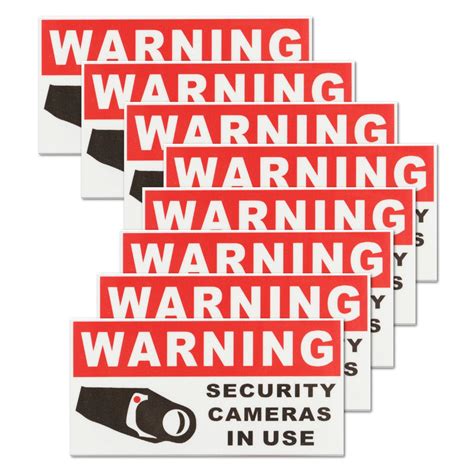 Buy Pack of 8 Decal Sticker Sign - SECURITY CAMERA IN USE Warning ...