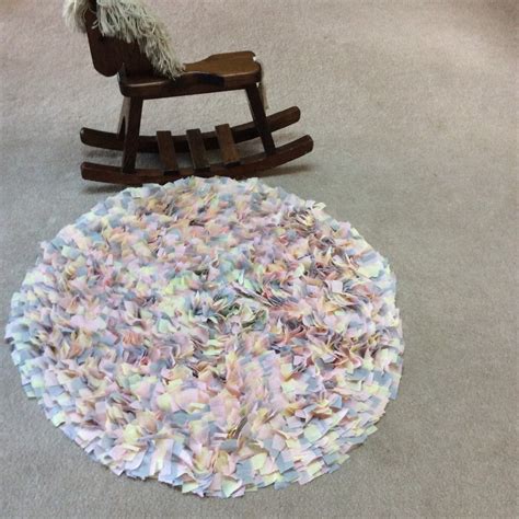 Buy Baby Rag Rug, Baby Pink, Yellow &gray Cotton With Tule, Boho Chic ...