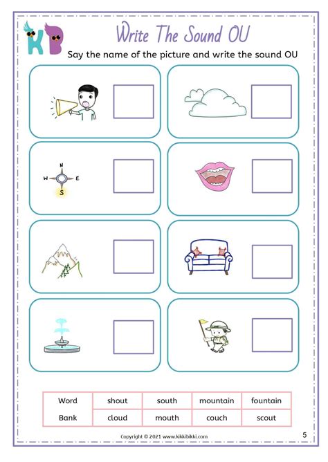 ou Words - Kindergarten Worksheet - Free Phonics Printable