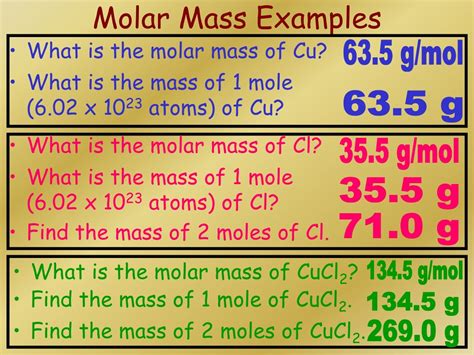Image result for Molar Mass Examples
