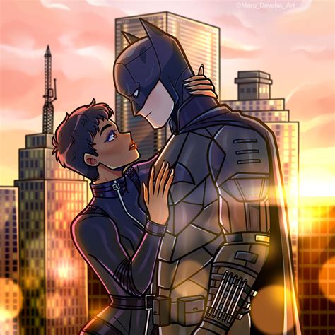 [Fan Art] Batman and Catwoman by Maru Davalos. : r/DCcomics