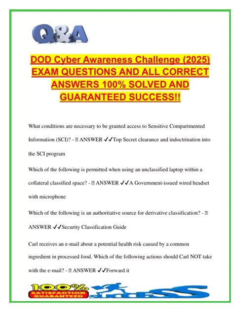 DOD Cyber Awareness Challenge 2025/2026 – 200+ Verified Questions ...