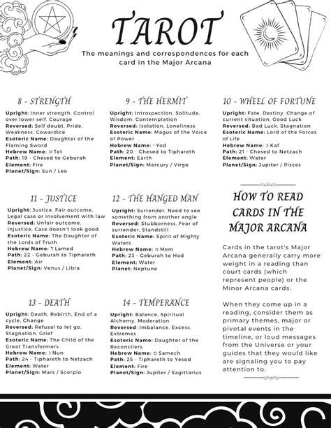 Tarot Card Major Arcana Meanings Witchcraft Supplies - Etsy