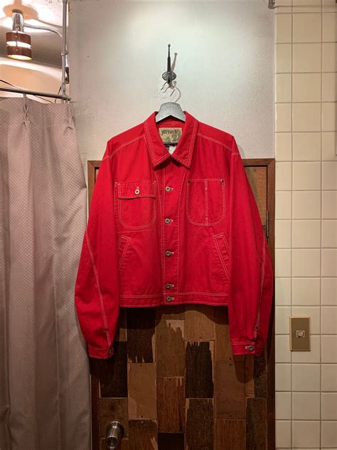 “NORTH MARINE DRIVE” 80’s~90’s red cotton design jacket | LAUGH