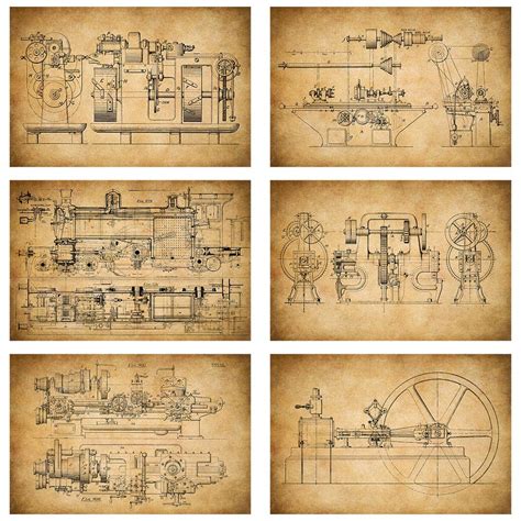 Buy Meishe Art Mechanical Blueprint Structural Drawing Illustration ...