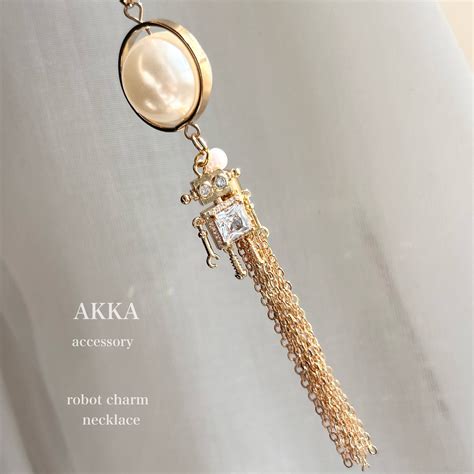 long chain Robot charm necklace ロング チェーン ロボット ネックレス AKKA 可愛い ヴィンテージ風 ...