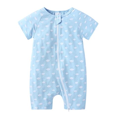 Baby Romper Summer Short Sleeved Print Double Zipper Baby Crawl Suit ...