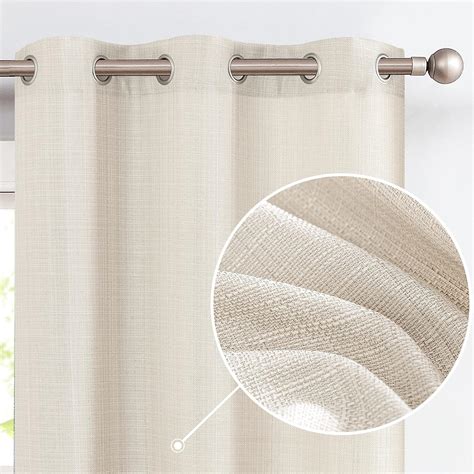 Buy JINCHAN Curtains Linen Textured Casual Weave Curtain for Living ...