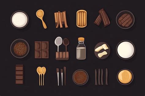 Chocolate making ingredients flat lay illustration | Premium AI ...