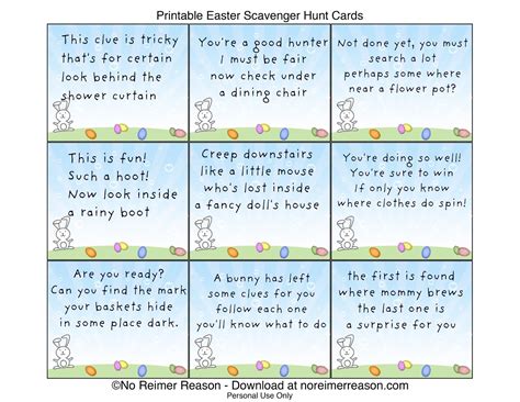 Free Printable Easter Scavenger Hunt Riddles - opqxza
