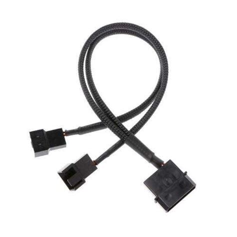 Premium Sleeved Molex Male to Dual 3/4-Pin PWM Male Fan Extension Cable ...