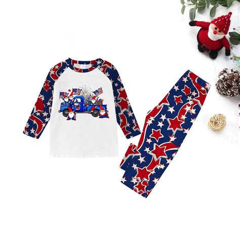 bbyeadc Fourth of July Matching Pajamas for Children Comfy Patriotic ...