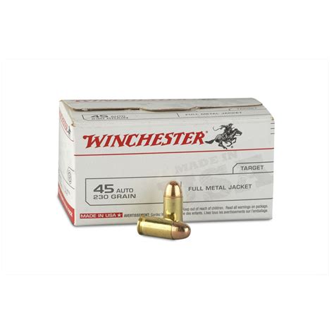 Winchester White Box, .45 ACP, FMJ, 230 Grain, 100 Rounds - 187121, .45 ...