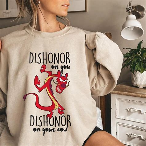 Mulan Mushu Dishonor On Your Cow Disneyland Graphic Adult Shirt ...