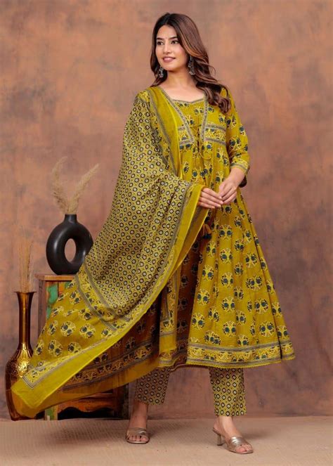 Pure cotton Anarkali full suit set– Aashvi Couture